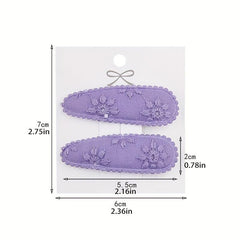 Plaid Fabric Snap Clip Floral Printed Hair Clip