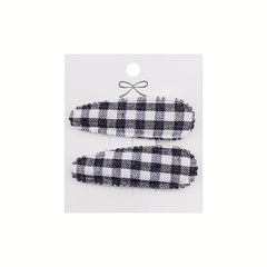 Plaid Fabric Snap Clip Floral Printed Hair Clip