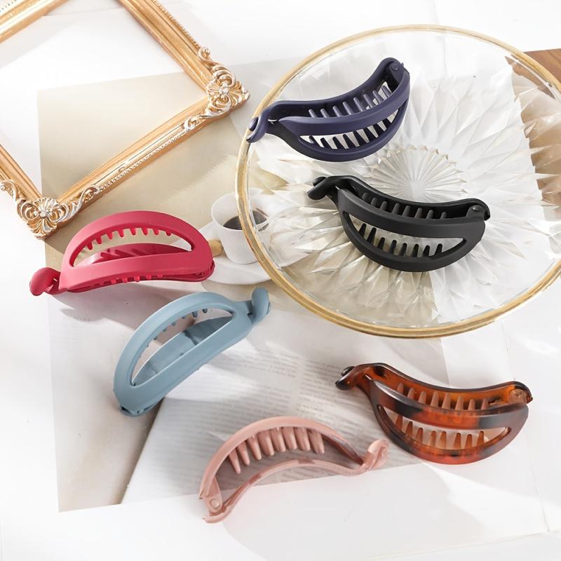 Oval Shape Hair Clip Hollow Hair Claw Frosted Banana Clip