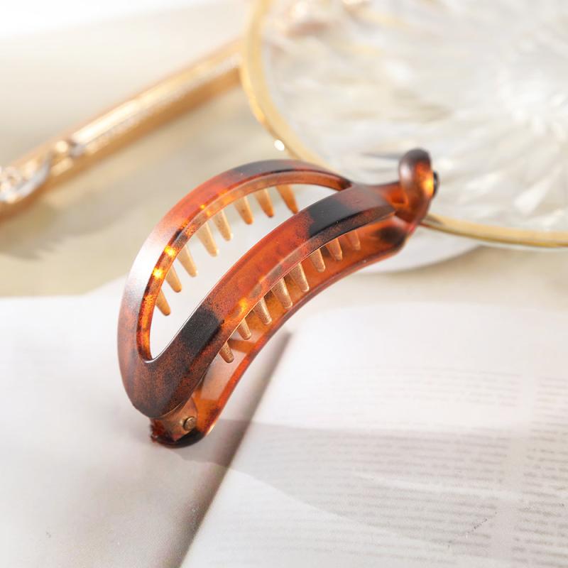 Oval Shape Hair Clip Hollow Hair Claw Frosted Banana Clip
