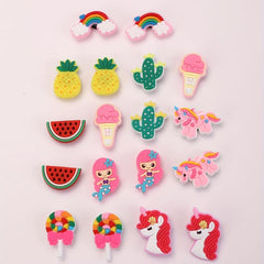 18PCS DIY Shoe Accessories Rainbow Unicorn Flower Shoe Charms Pack