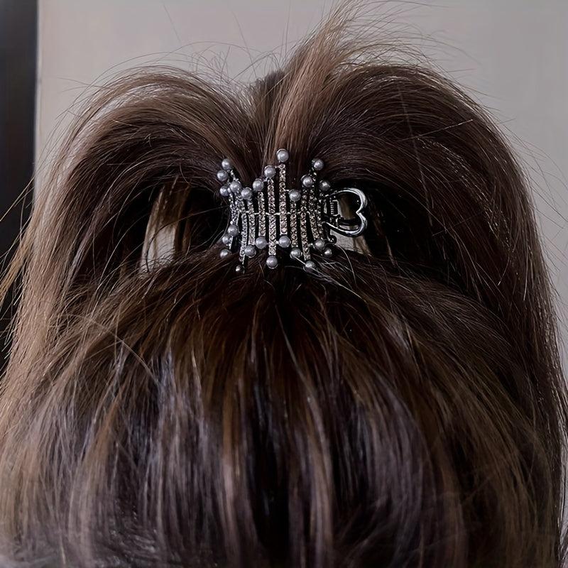 Crystal Hair Clips Rhinestone High Ponytail Crown Hair Pin
