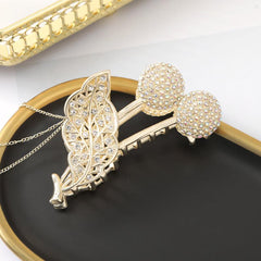 Rhinestone Alloy Hair Claw with Faux Pearl Tassel
