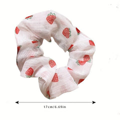 Strawberry Print Scrunchies Hair Tie Elastic Ponytail Holder Hair Accessories