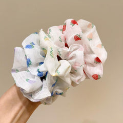 Strawberry Print Scrunchies Hair Tie Elastic Ponytail Holder Hair Accessories