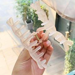 Pink Acrylic Large Hair Claw Frosted Shark Claw Ponytail Holder
