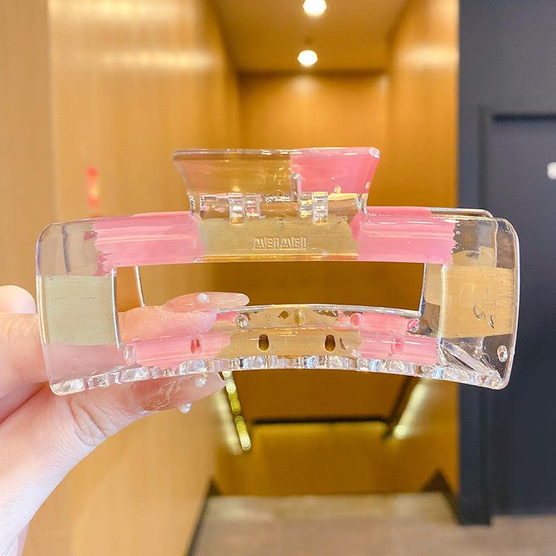 3pcs Plaid Transparent Large Hair Claw Hair Clip Set