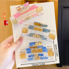 3pcs Plaid Transparent Large Hair Claw Hair Clip Set