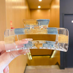 3pcs Plaid Transparent Large Hair Claw Hair Clip Set