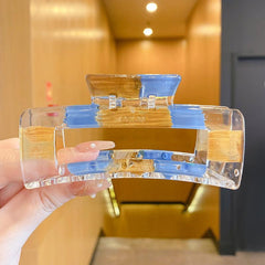 3pcs Plaid Transparent Large Hair Claw Hair Clip Set
