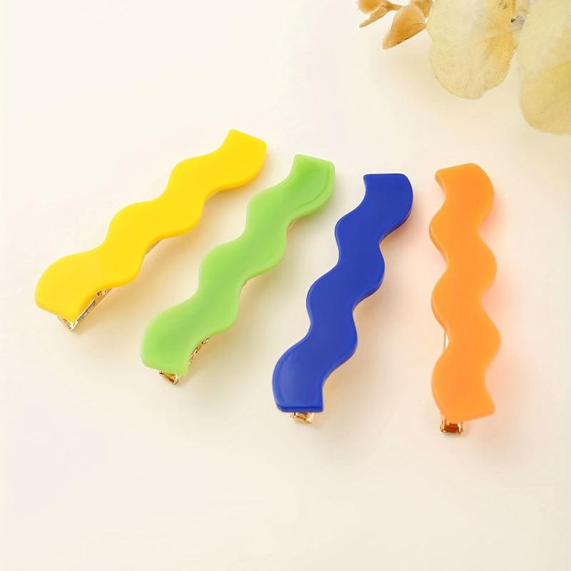 4pcs Long Wavy Hair Clip Duck Billed Style Hair Clip For Side Hair Bang