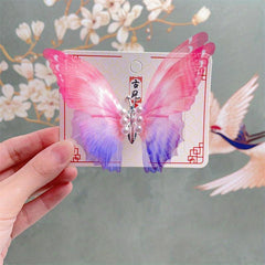 Butterfly Y2K Hair Clip Gradient Faux Pearl Duck Billed Clip Hair Accessory