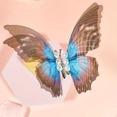 Butterfly Y2K Hair Clip Gradient Faux Pearl Duck Billed Clip Hair Accessory