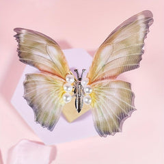 Butterfly Y2K Hair Clip Gradient Faux Pearl Duck Billed Clip Hair Accessory