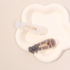 2pcs Jelly Snap Clip Bow Decor Duck Billed Clip Hair Bang Braids Women Girls