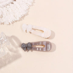 2pcs Jelly Snap Clip Bow Decor Duck Billed Clip Hair Bang Braids Women Girls