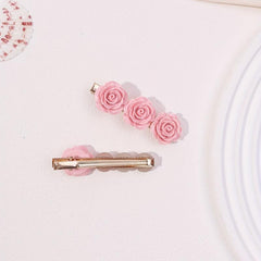 Pink Flower Hair Clip Sweet Duck Billed Clip For Bangs