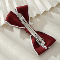 Red Faux Pearl Hair Clip Bow Hairpin for Daily Use