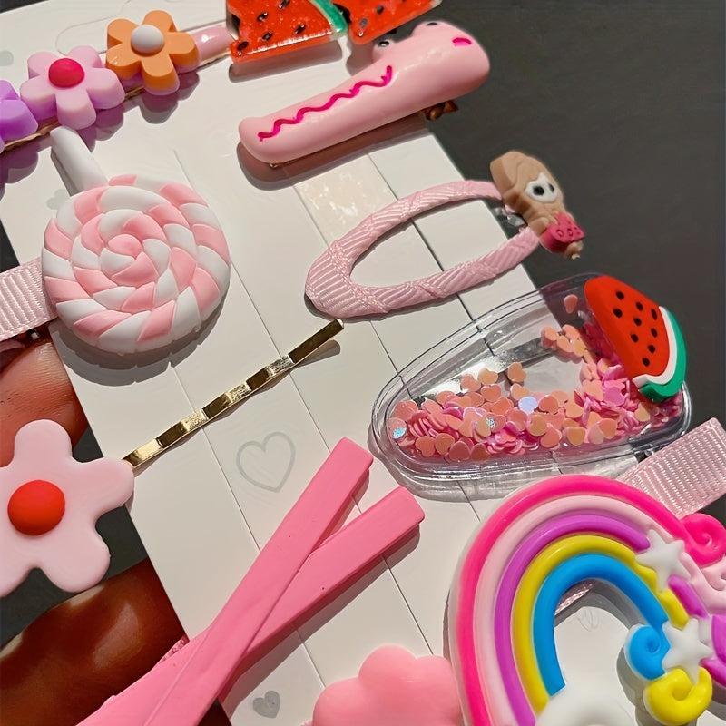 10pcs Lollipop Flower Bobby Pin Hair Clip Set