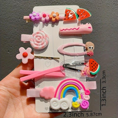 10pcs Lollipop Flower Bobby Pin Hair Clip Set