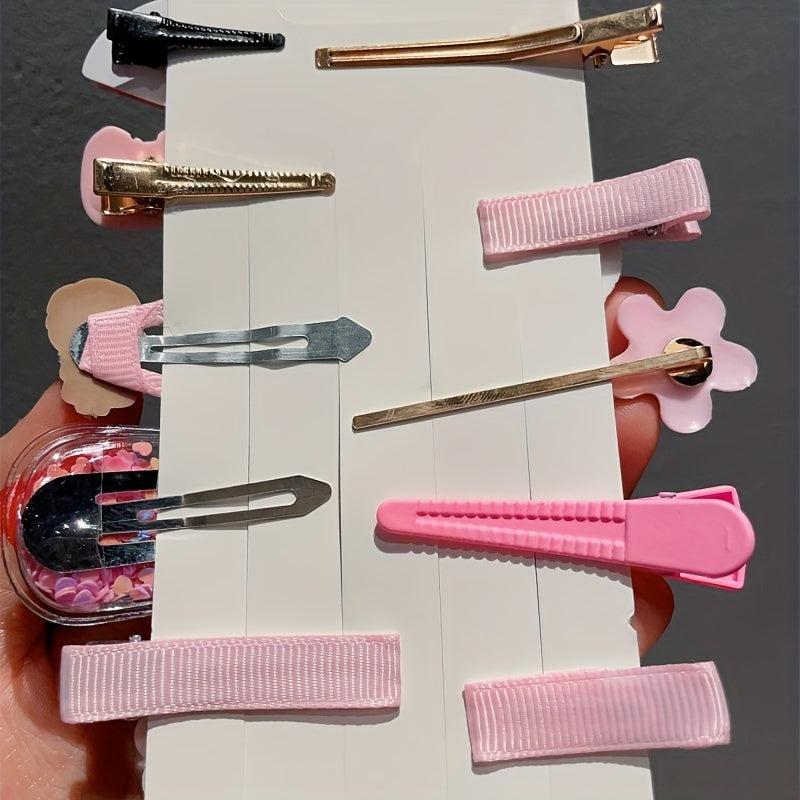 10pcs Lollipop Flower Bobby Pin Hair Clip Set