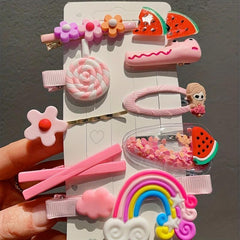 10pcs Lollipop Flower Bobby Pin Hair Clip Set