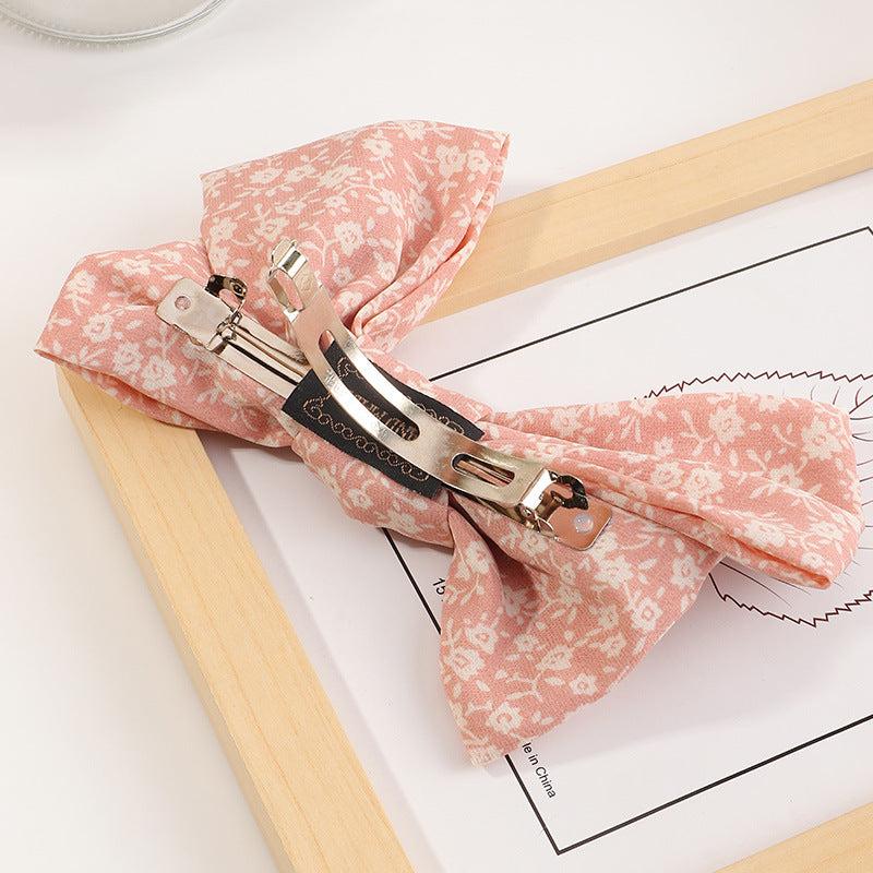 Floral Printed Large Bow Hair Clip Duck Billed Clip for Women Girls