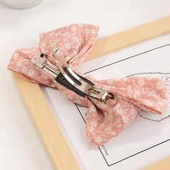 Floral Printed Large Bow Hair Clip Duck Billed Clip for Women Girls