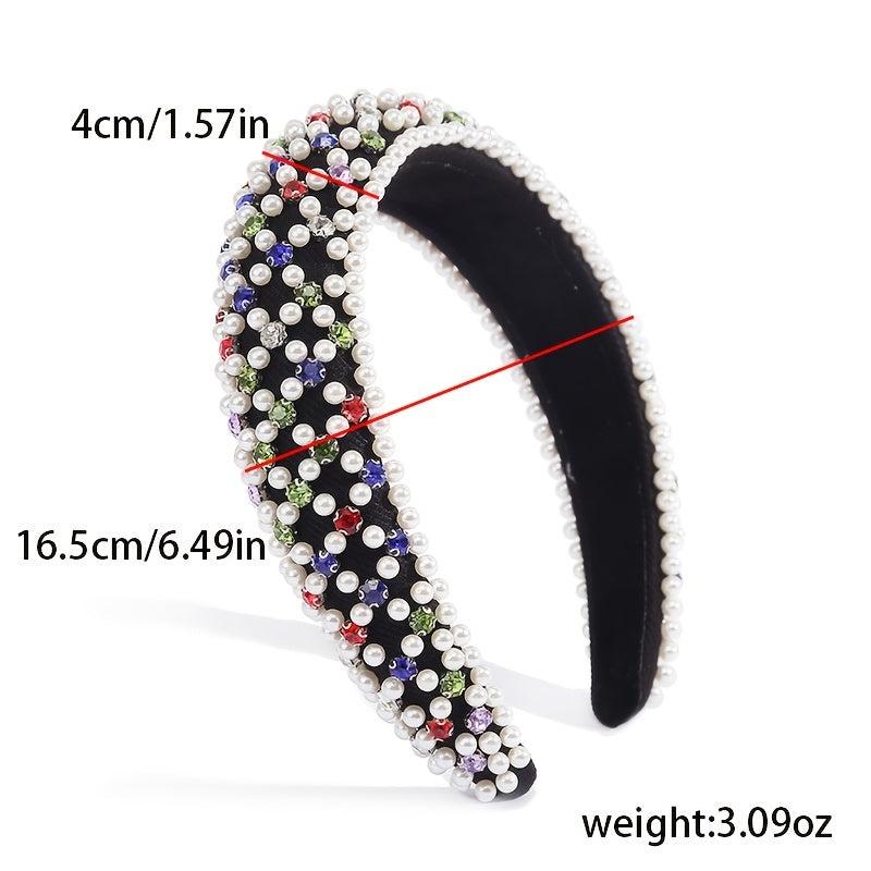 Baroque Faux Pearl Rhinestone Headband Glitter Hair Hoop