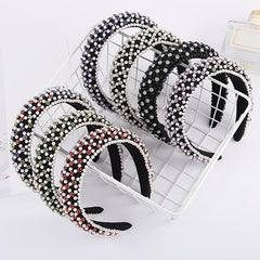 Baroque Faux Pearl Rhinestone Headband Glitter Hair Hoop