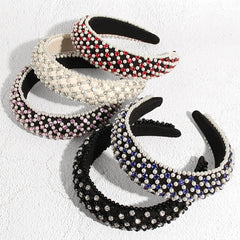 Baroque Faux Pearl Rhinestone Headband Glitter Hair Hoop