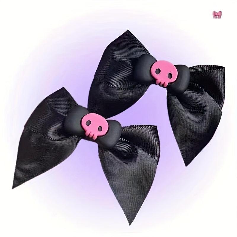 2 Pcs Skull Bow Hair Clip for Girls Women