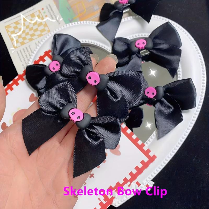 2 Pcs Skull Bow Hair Clip for Girls Women