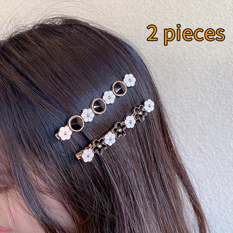 2pcs Sweet Flower Decor Duck Billed Hair Clip for Women Girls