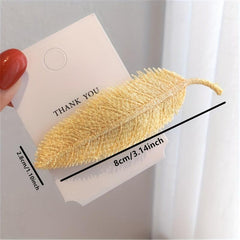 Macaroon Leaf Shaped Hair Clip Embroidered Leaves Decor Hair Clip