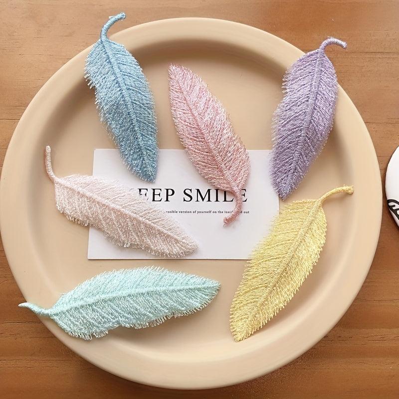 Macaroon Leaf Shaped Hair Clip Embroidered Leaves Decor Hair Clip