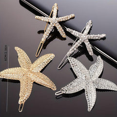 Ocean Series Rhinestone Starfish Hair Clip for Women Girls