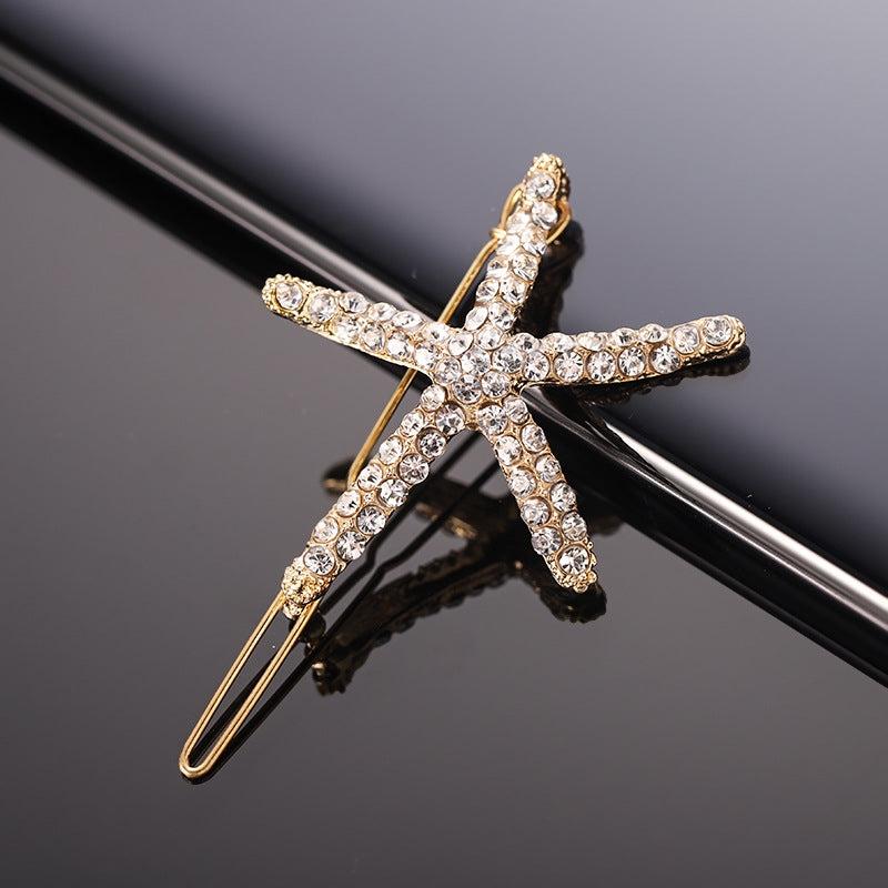Ocean Series Rhinestone Starfish Hair Clip for Women Girls