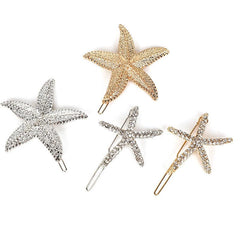 Ocean Series Rhinestone Starfish Hair Clip for Women Girls
