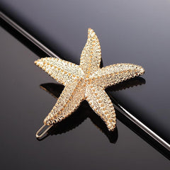 Ocean Series Rhinestone Starfish Hair Clip for Women Girls