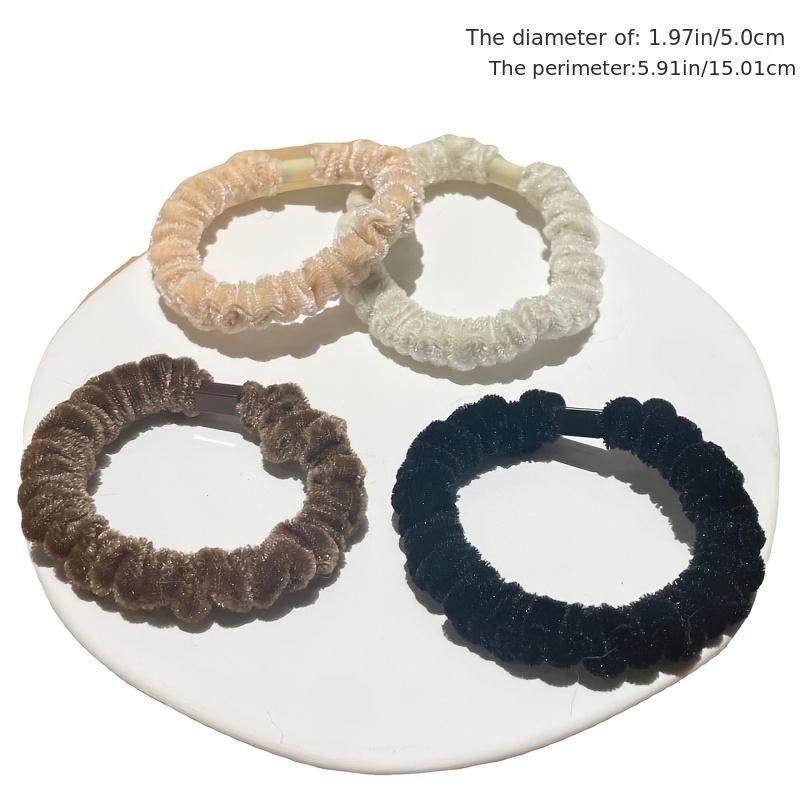 Plush Hair Elastics Thick Solid Stretchy Scrunchie Ponytail Holder