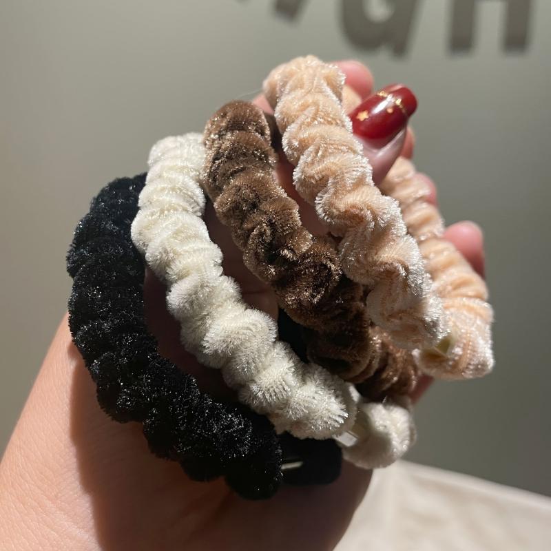 Plush Hair Elastics Thick Solid Stretchy Scrunchie Ponytail Holder
