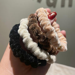 Plush Hair Elastics Thick Solid Stretchy Scrunchie Ponytail Holder