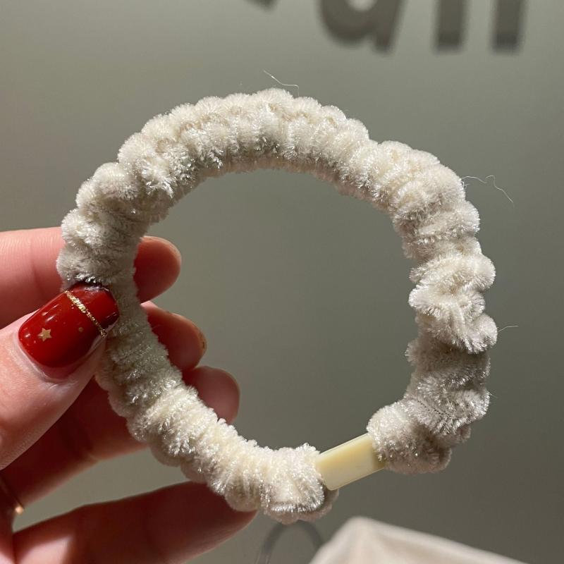 Plush Hair Elastics Thick Solid Stretchy Scrunchie Ponytail Holder