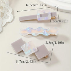 3pcs Holographic Duck Billed Clip Geometric Hair Clip for Women Girls