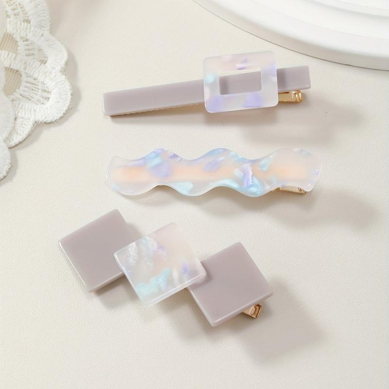3pcs Holographic Duck Billed Clip Geometric Hair Clip for Women Girls
