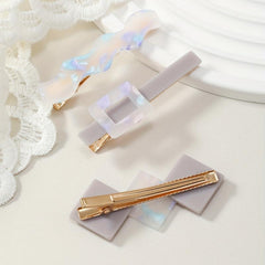 3pcs Holographic Duck Billed Clip Geometric Hair Clip for Women Girls