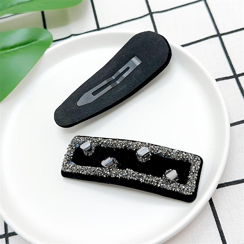 Rhinestone Solid Hair Clip Hair Accessories For Women 2pcs
