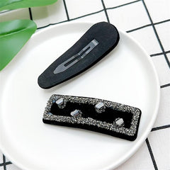 Rhinestone Solid Hair Clip Hair Accessories For Women 2pcs