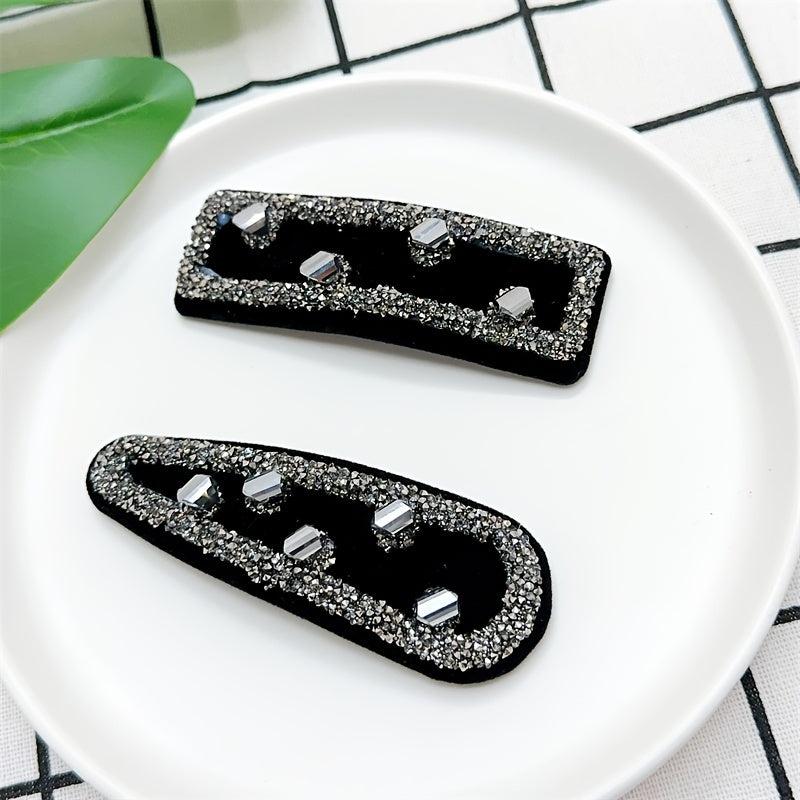 Rhinestone Solid Hair Clip Hair Accessories For Women 2pcs